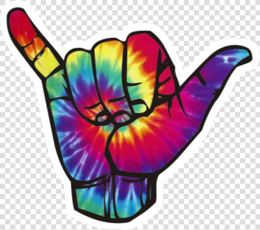  shaka  cute  rainbow  tie  dye  tiedye  pretty  bright   Tie Dye Hand Sticker  HD Png DownloadTransparent PNG