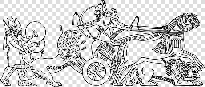 Chariot Drawing King   Assyrian Coloring Book  HD Png DownloadTransparent PNG