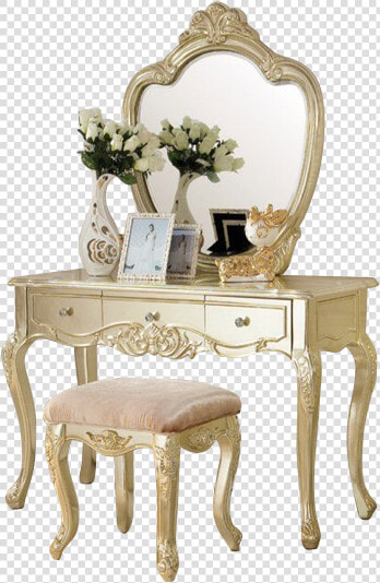 Alluring Gold Vanity Table With French Dressing Table  HD Png DownloadTransparent PNG