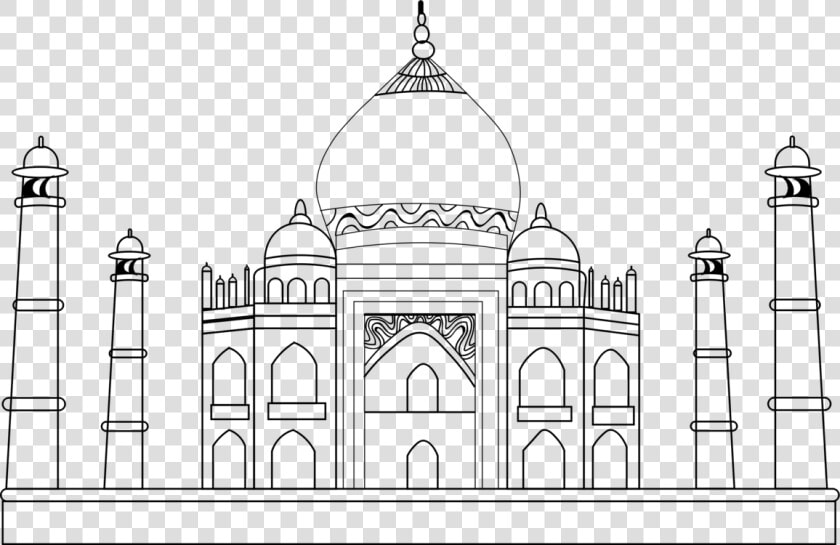 Line Art medieval Architecture symmetry   Drawing For Taj Mahal  HD Png DownloadTransparent PNG