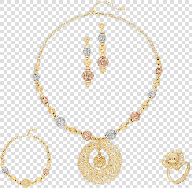 Colorful Filigree Orb Set  Tricolor Gold   Necklace  HD Png DownloadTransparent PNG