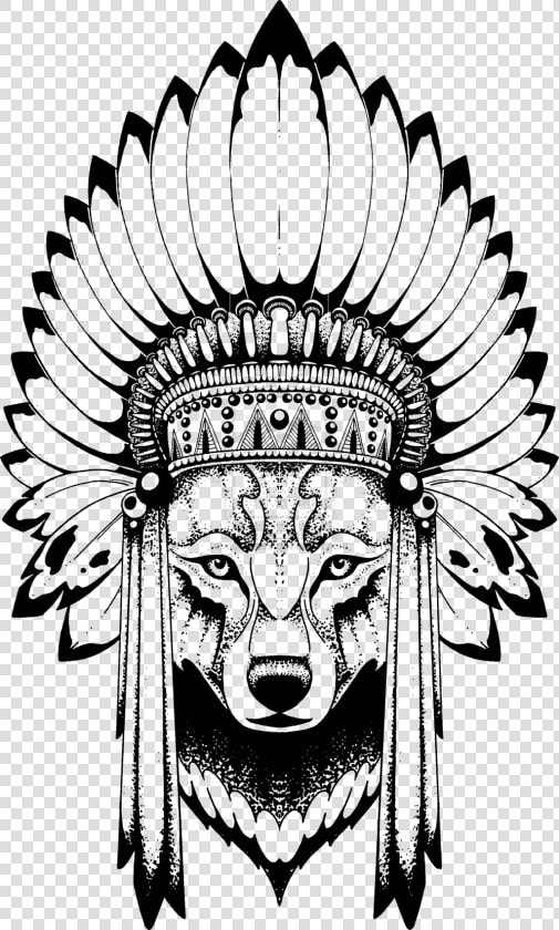 Wolf Tattoos Clipart Transparent Background   Тату Волк С Перьями  HD Png DownloadTransparent PNG