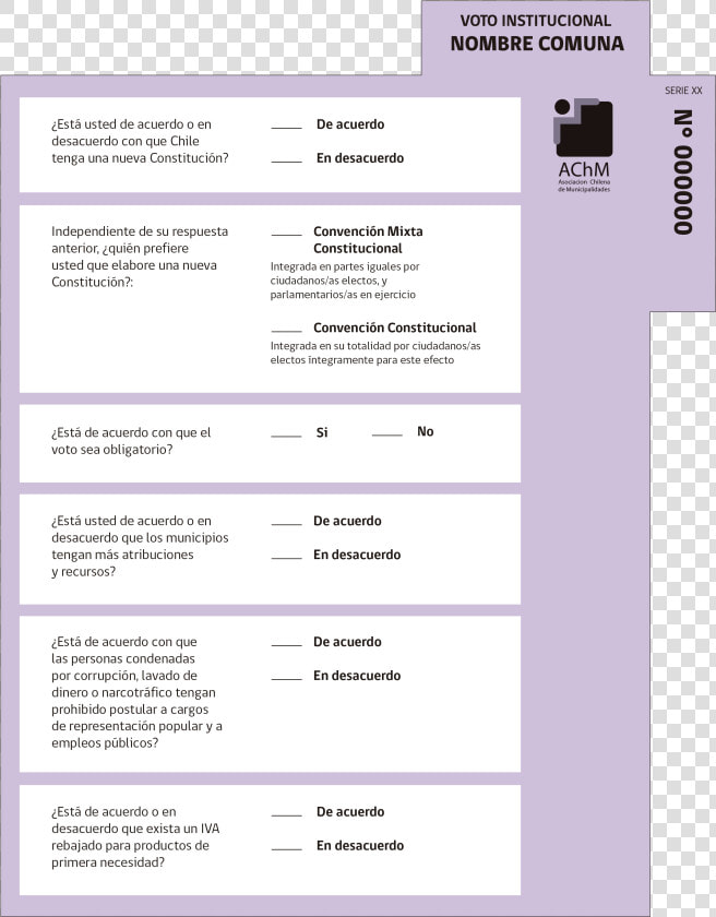 Voto Institucional Consulta Ciudadana 2019   Papeletas Consulta Ciudadana Rancagua  HD Png DownloadTransparent PNG