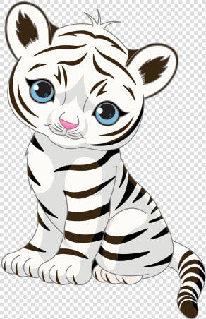 Cute Little White Tiger   White Tiger Cub Cartoon  HD Png DownloadTransparent PNG