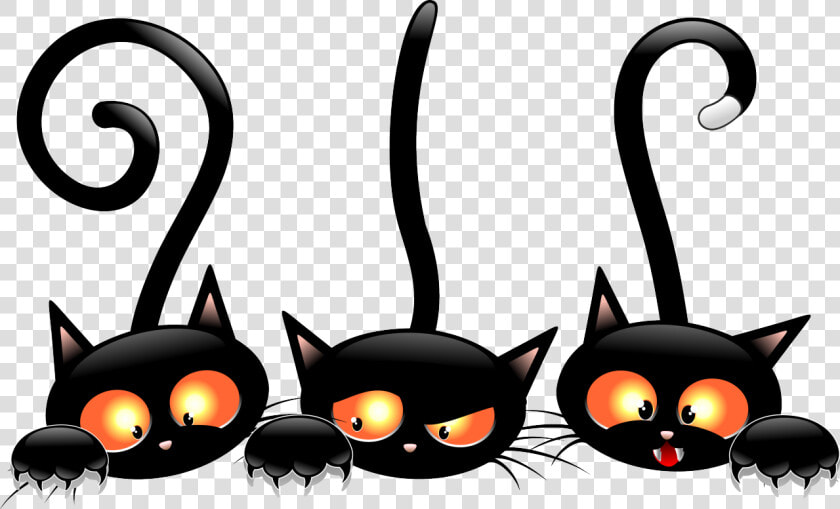 Black Cat Kitten Halloween Clip Art   Cartoon Halloween Cat  HD Png DownloadTransparent PNG