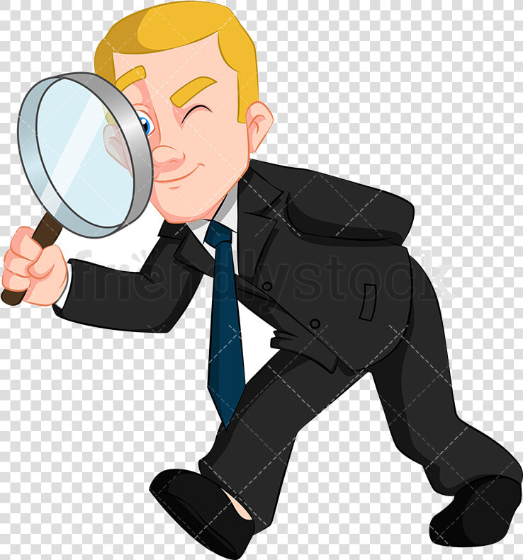 Magnifying Glass A Grinning Businessman Looking Through   Person Magnifying Glass Clipart  HD Png DownloadTransparent PNG