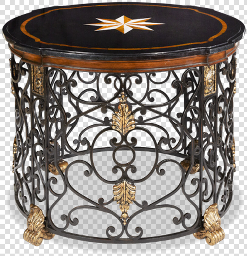 Black Stone Cabibe Shell Accent Round Top Gold Leaf   Furniture  HD Png DownloadTransparent PNG