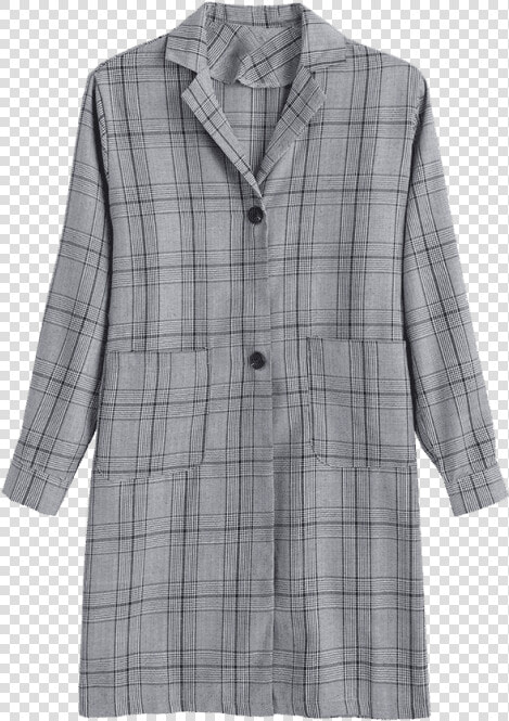 Trench Coat Png Multi Fashion Pockets Plaid Lapel Long  Transparent PngTransparent PNG