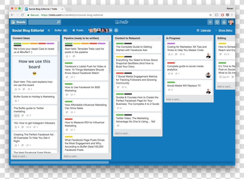 Social Media Content Calendar Trello   Trello Social Media Content Calendar  HD Png DownloadTransparent PNG