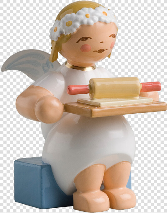 Marguerite Angel  Sitting  With Rolling Pin And Cookie   Rolling Pin  HD Png DownloadTransparent PNG