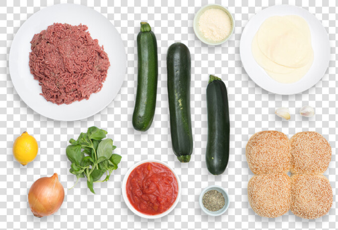 Pizza Burgers With Garlic parmesan Zucchini Fries   Ingredients Top Png  Transparent PngTransparent PNG