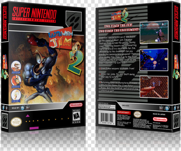 Earthworm Jim 2 Replacement Nintendo Snes Game Case  HD Png DownloadTransparent PNG