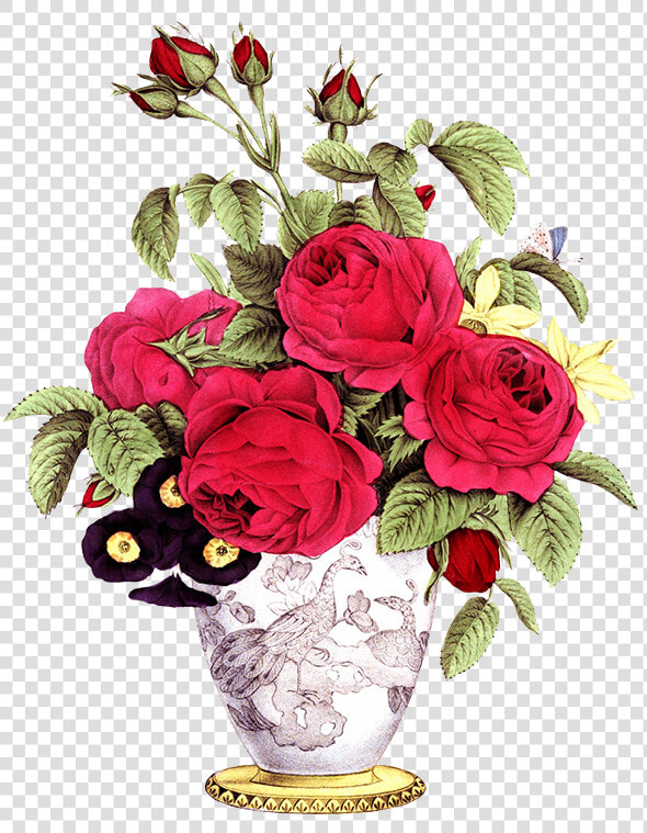 Vase With Rose Flowers   Rose Flower Vase Drawing  HD Png DownloadTransparent PNG