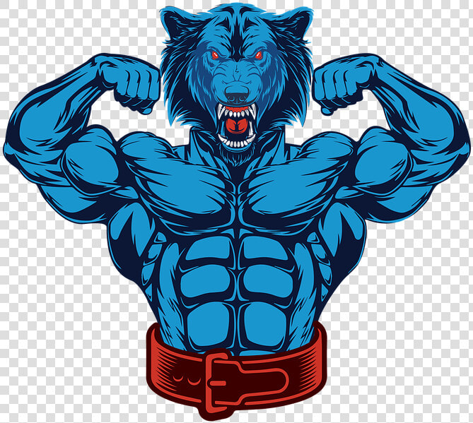 Bodybuilder  Wolf  Fitness  Gym  Workout  Healthy   Body Builder Cartoon  HD Png DownloadTransparent PNG