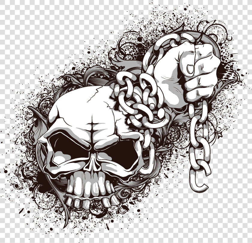 And Symbolism Human Skull Crossbones Png Free Photo   Skull With Chain Drawing  Transparent PngTransparent PNG