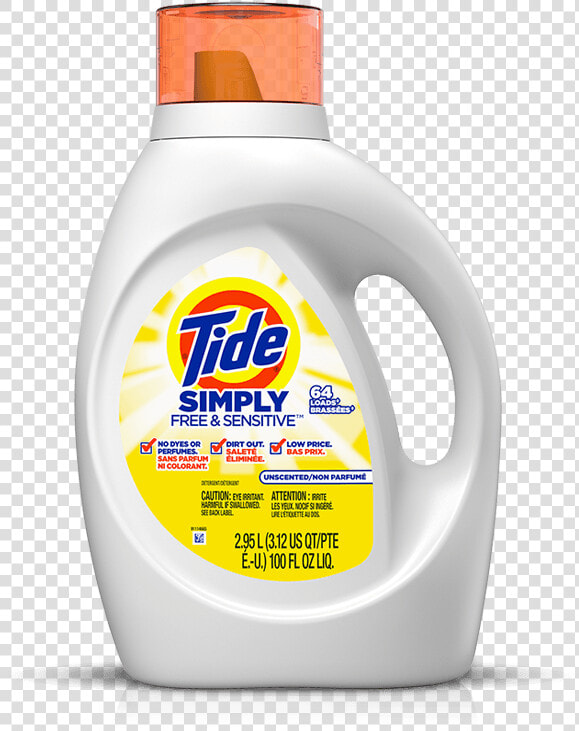 Tide Simply Free  amp  Sensitive Liquid Laundry Detergent  HD Png DownloadTransparent PNG