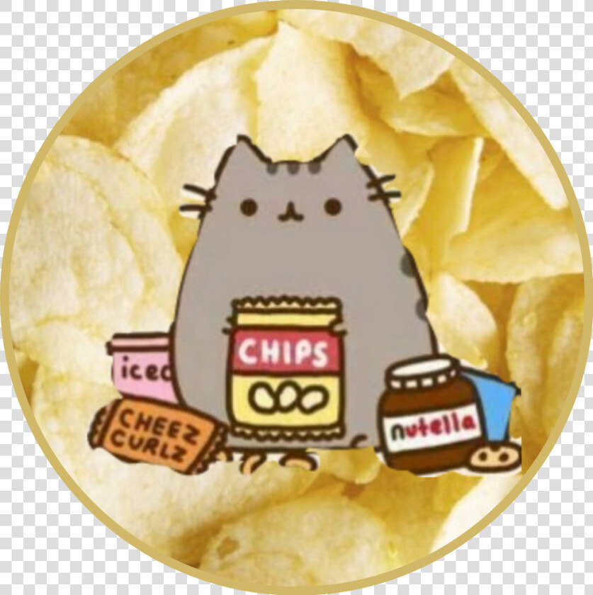 Pusheen Cat Eating Potato Chips In A Potato Chips Background   Pusheen Food Eat Everything  HD Png DownloadTransparent PNG