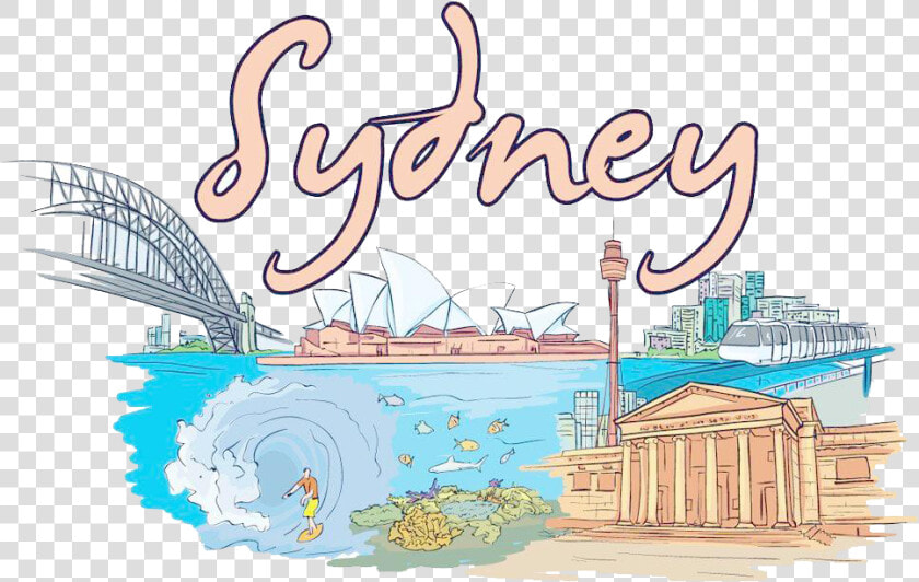 Building City Sydney  Opera House Illustration Wall   Sydney Australia Postcard  HD Png DownloadTransparent PNG