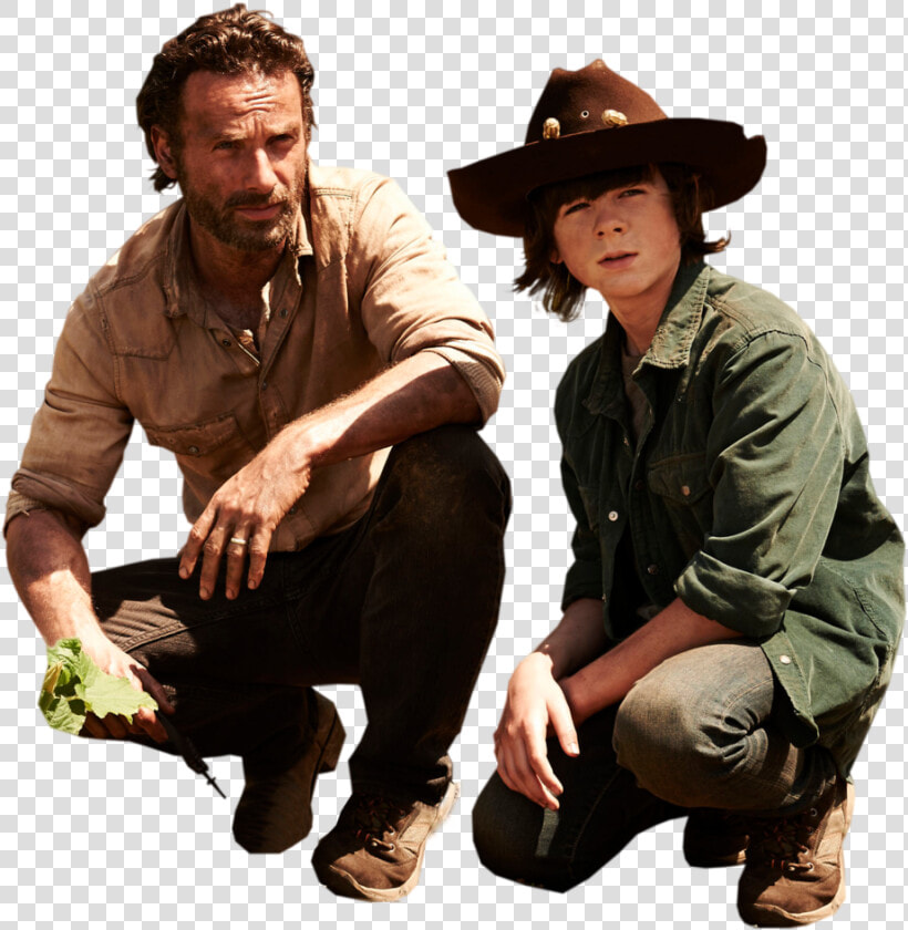 Twd Png File   Walking Dead Carl Grimes And Rick  Transparent PngTransparent PNG