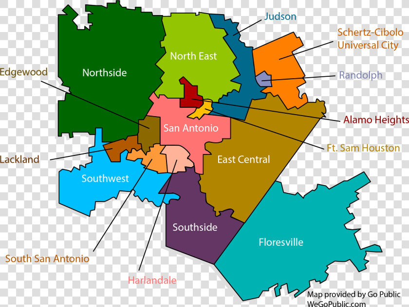 Sixteen Individual School Districts Reside In Bexar   San Antonio School District Map  HD Png DownloadTransparent PNG