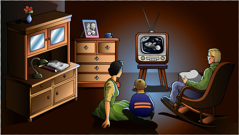 Old Tv Shows   Family Watching Tv Drawing  HD Png DownloadTransparent PNG