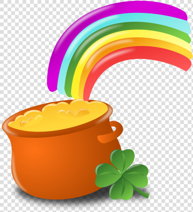 Luck  Rainbow  Gold  Pot  Four leaf Clover  Shamrock   St Patricks Day Clipart  HD Png DownloadTransparent PNG