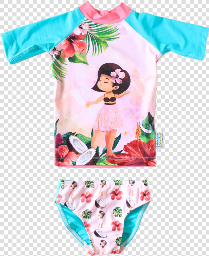 Girls Rash Vest And Pants Hula Girl   Girl  HD Png DownloadTransparent PNG