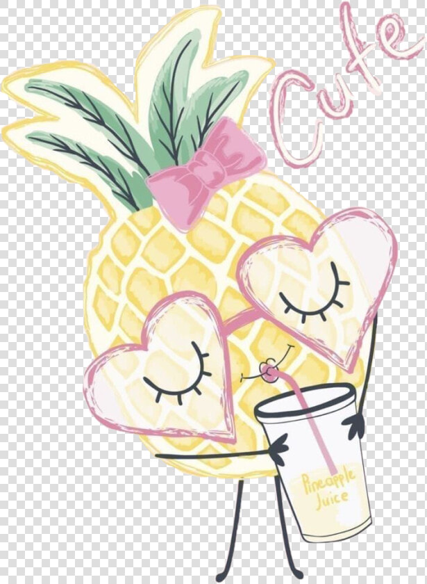  pineapple  juice  drink  drinking  cute  text  art   Cute Pineapple Watermelon And Kiwi Clipart  HD Png DownloadTransparent PNG