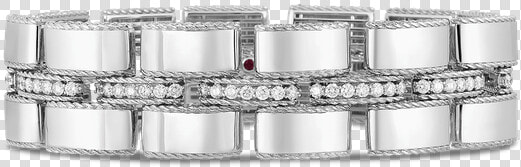 Roberto Coin Wide Retro Link Bracelet With Diamond   Platinum  HD Png DownloadTransparent PNG