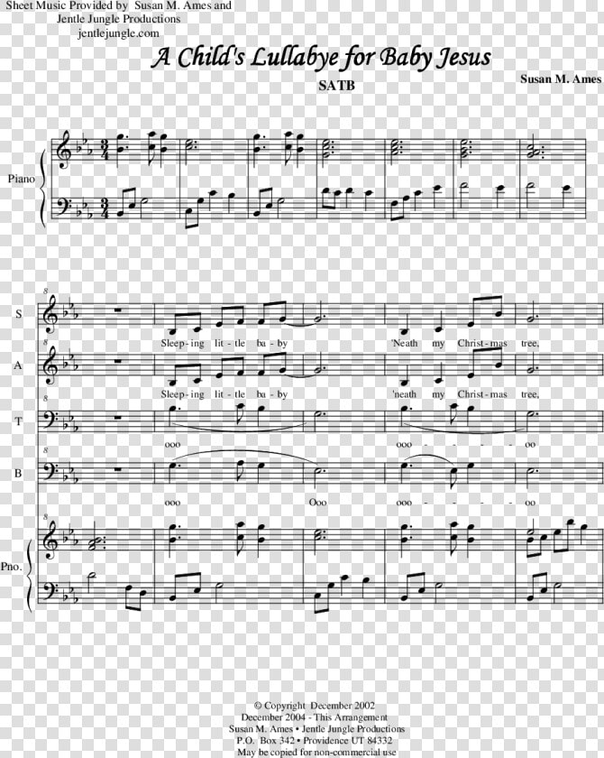 Sheet Music Picture   Sheet Music Baby Jesus Went To Sleep  HD Png DownloadTransparent PNG