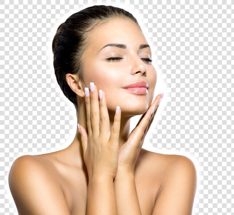 Relax Rejuvenate Refresh Lady Facial Best Spa In Barrie   Girl Touching Her Face  HD Png DownloadTransparent PNG