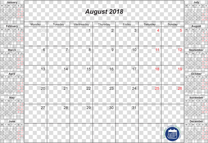 August 2018 Calendar Full Moon   2017 Calendar Of The Month October  HD Png DownloadTransparent PNG