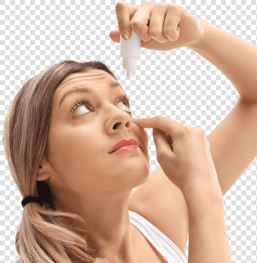 Woman Administering Drops Into Her Eyes   Girl Using Eye Drops  HD Png DownloadTransparent PNG