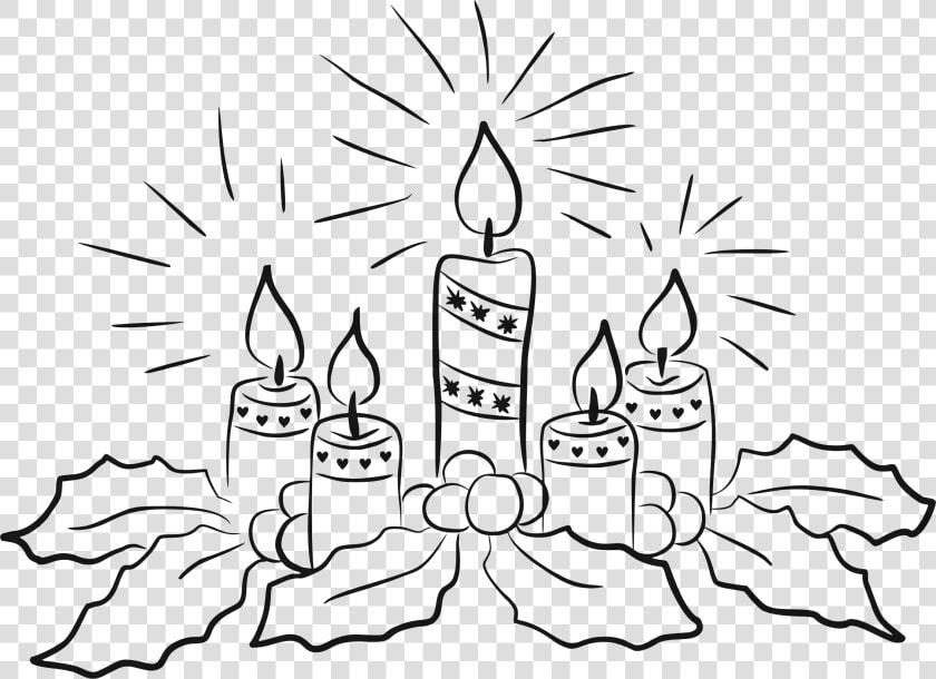 Christmas Candles Line Art Clip Arts   Christmas Candles Clipart Black And White  HD Png DownloadTransparent PNG