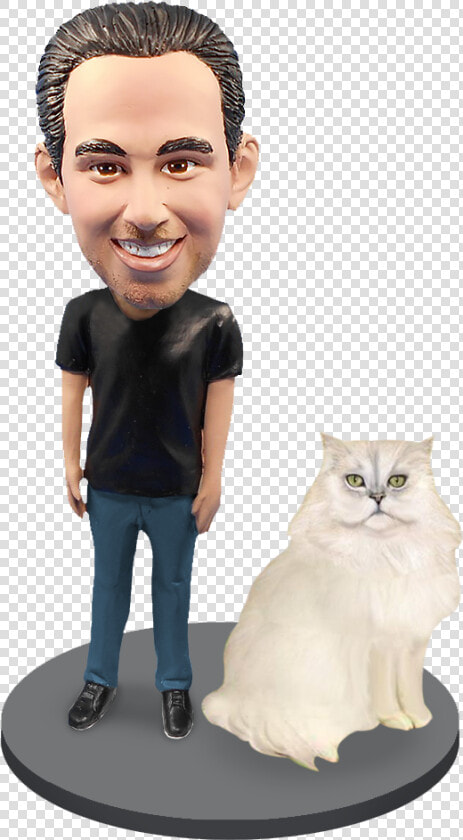 Custom Male With Custom Pet Cat Bobblehead   Persian  HD Png DownloadTransparent PNG