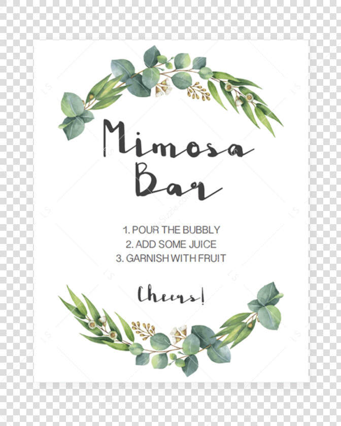 Mimosa Bar Sign Printable With Watercolor Leaves By   Free Watercolor Leaves Png  Transparent PngTransparent PNG