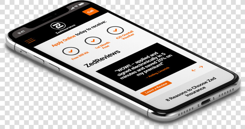 Iphone With Zed Insurance Website On The Screen   Smartphone  HD Png DownloadTransparent PNG