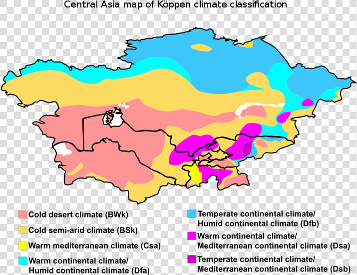 Central Asia Map Of Köppen Climate Classification   Mediterranean Climate Of Asia  HD Png DownloadTransparent PNG