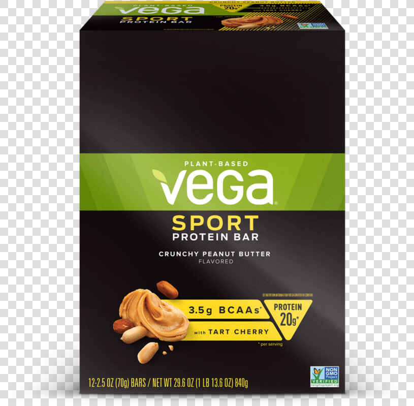 Vega Sport Protein Bar Crunchy Peanut Butter Box Of   Vega Sport Plant Based Protein Bar  HD Png DownloadTransparent PNG