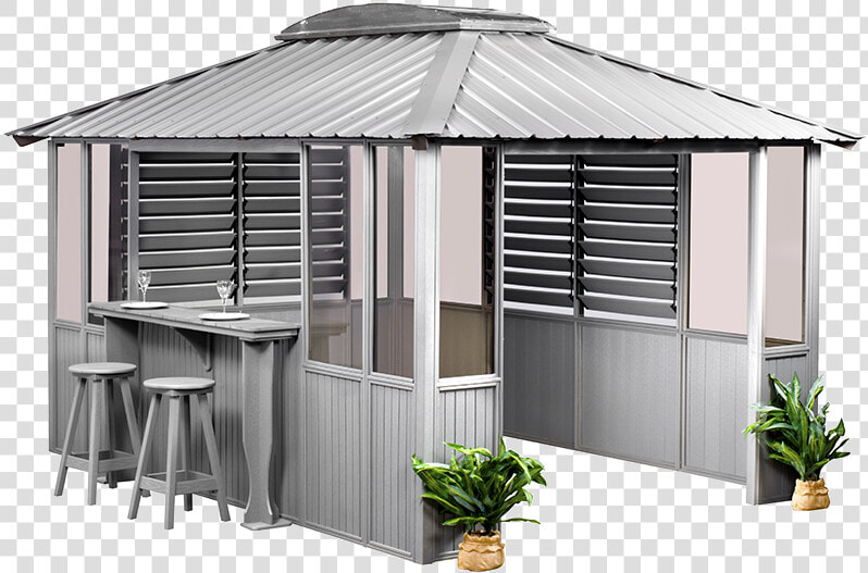 Gray Gazebo With Bar And Shutter Blinds   Gazebo Wall  HD Png DownloadTransparent PNG