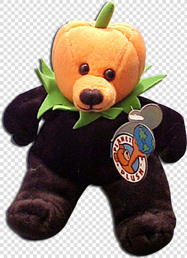 Planet Plush Jacko Bear With Black Body And Orange   Bear With A Pumpkin Head  HD Png DownloadTransparent PNG