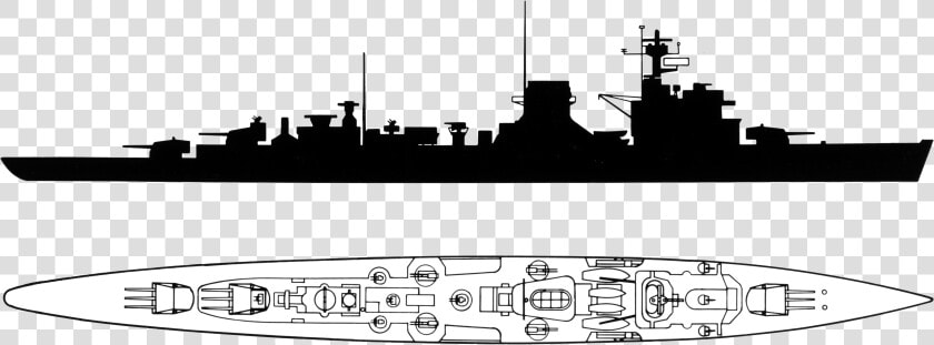 Heavy Cruiser Battlecruiser Guided Missile Destroyer   Ww2 Cruiser Silhouette  HD Png DownloadTransparent PNG