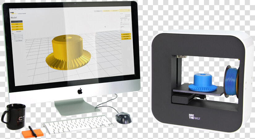 Makerbot Desktop 5th Generation 3d Printer   3d Printer And Computer  HD Png DownloadTransparent PNG