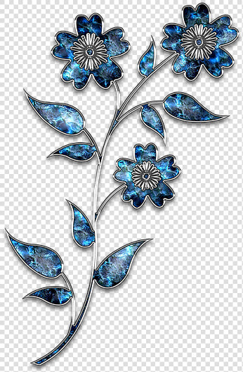 Decor  Ornament  Jewelry  Flower  Blue  Silver   Flower Silhouette Clipart  HD Png DownloadTransparent PNG