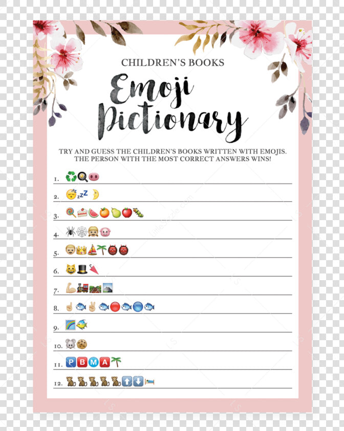 Emoji Pictionary Printable For Girl Baby Shower By   Free Printable Baby Shower Emoji Game  HD Png DownloadTransparent PNG