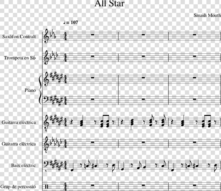 Smash Mouth Sheet Music For Piano  Alto Saxophone   HD Png DownloadTransparent PNG