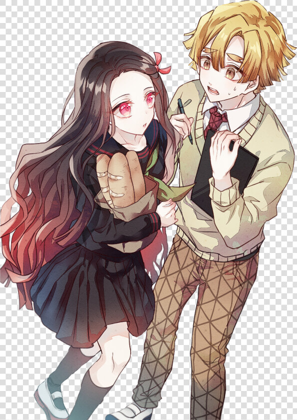  freetoedit  kimetsunoyaiba  demonslayer  nezuko  zenitsu   Demon Slayer Nezuko And Zenitsu  HD Png DownloadTransparent PNG