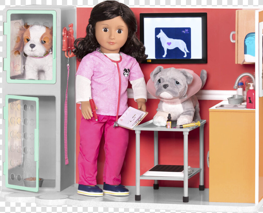 Pitbull Pup With Paloma Vet Doll In Vet Clinic   Clinica Veterinaria Our Generation  HD Png DownloadTransparent PNG