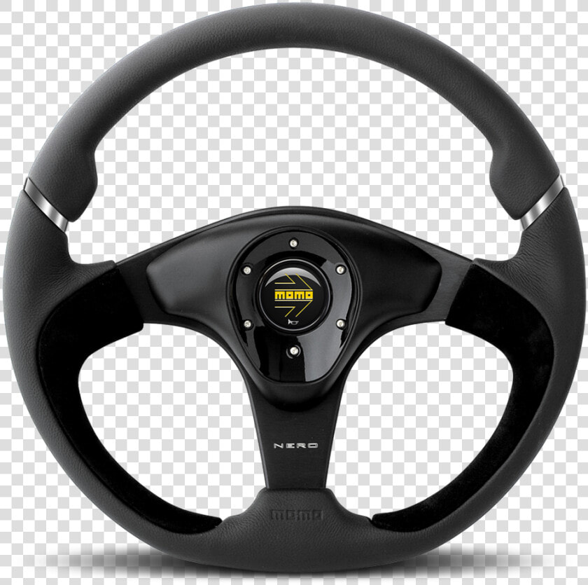 Momo Nero 350 Diam 38 Dish Black Leatherther suede   Momo Steering Wheel  HD Png DownloadTransparent PNG