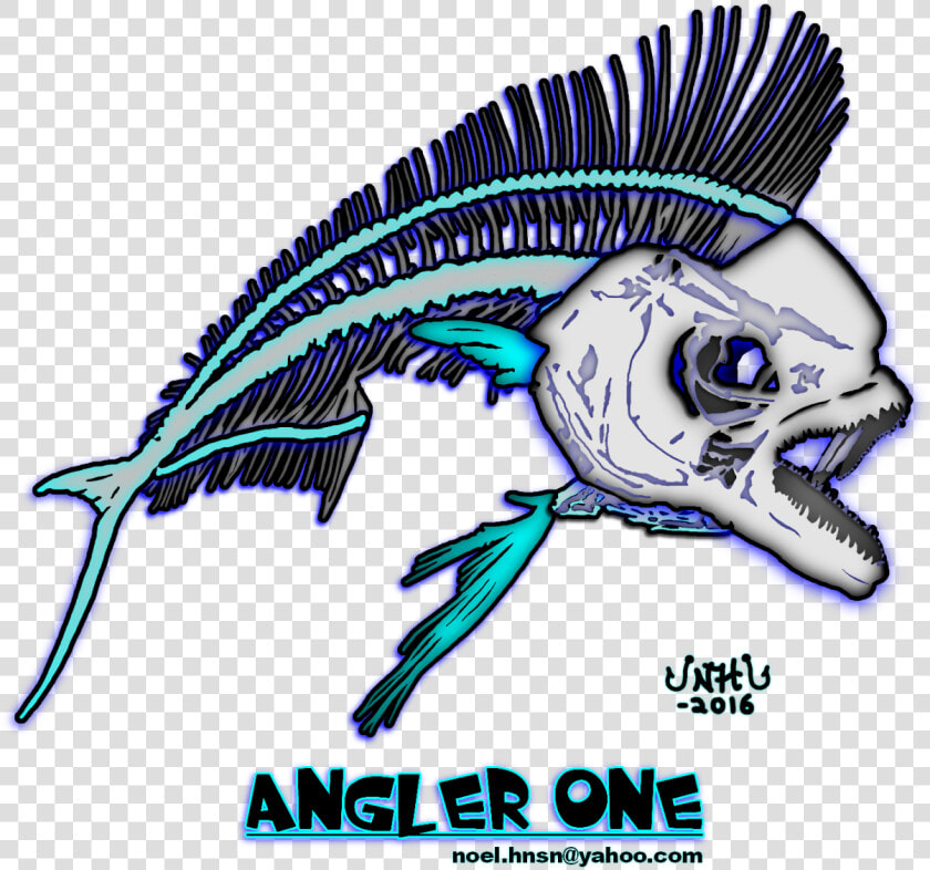 Mahi Mahi Fish Bones Skeleton Digitized From Photo   Mahi Mahi Fish Colouring  HD Png DownloadTransparent PNG